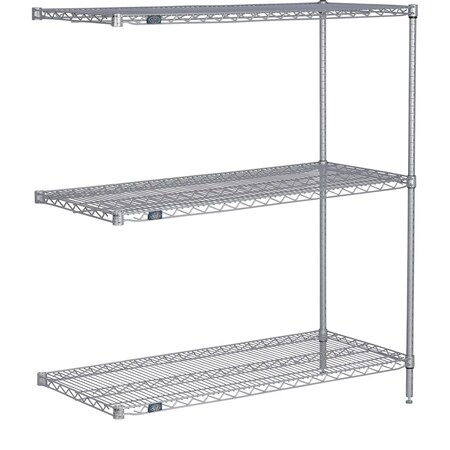 Global Industrial Nexel 3 Shelf, Nexelate Silver Epoxy Wire Shelving Unit, Add On, 60"W x 36"D x 54"H B3151953