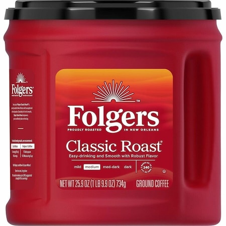Folgers Ground Classic Roast Coffee, Medium, 25.9 oz Per Canister, Ground, Classic Roast 30407