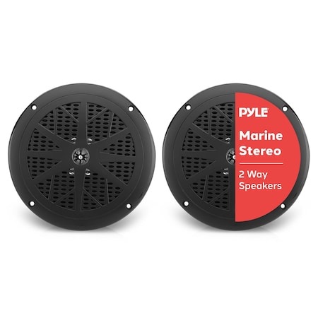 Pyle Pyle 6.5 Inch Dual Marine Speakers - 2 Way Waterproof, 120W Power, Polypropylene Cone, Black PLMR61B