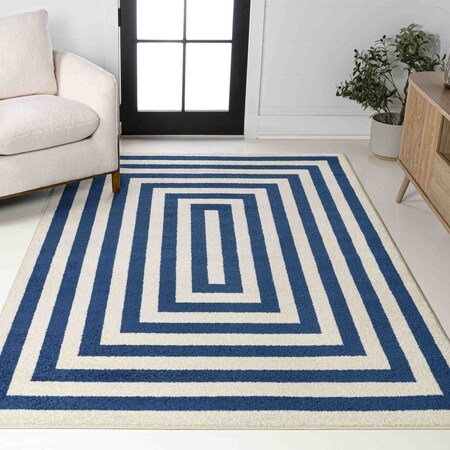 Jonathan Y Bandol Modern Classic Mitre Stripe Navy/Ivory 8 ft. x 10 ft. Area Rug MOH211D-8
