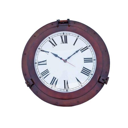 Handcrafted Decor Antique Copper Decorative Ship Porthole Clock, 24 in. WC-1449-24-AC