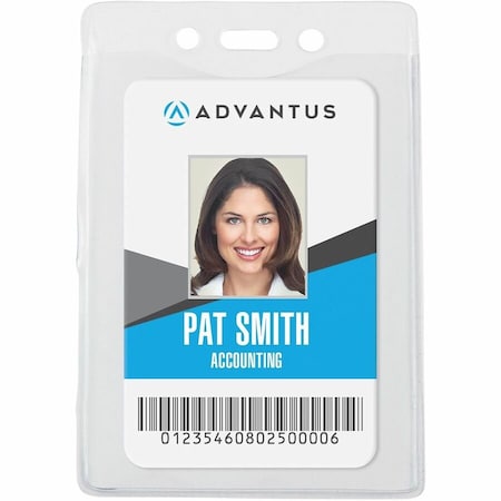 Advantus Security ID Badge Holder, Vertical, 4-1/4" x 3-3/8", Clear, 50/Box 75419