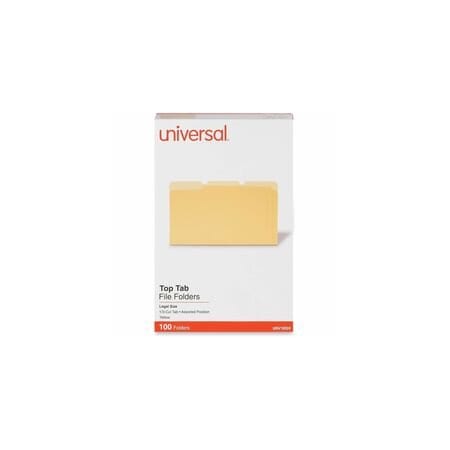 Universal Top Tab File Folder 9-5/8" x 14-3/4", Yellow, 100PK UNV10524