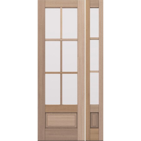 Doornmore G7506, 47.5" x 98" ( 32" Door + 12" Side) Right Hand, Mahogany SDL 6 Lite, 3/4 Lite Exterior Door G7506-SW-3296-G7503-SL_1-1_RI