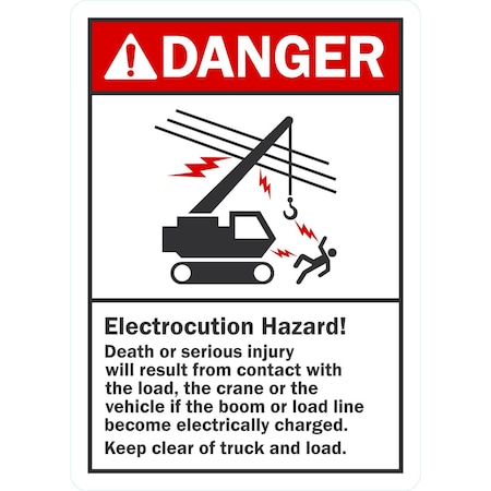 Lyle Electrocution Hazard! Keep Clear, 5x7, Non-Reflective, White G-16912-ND_5x7