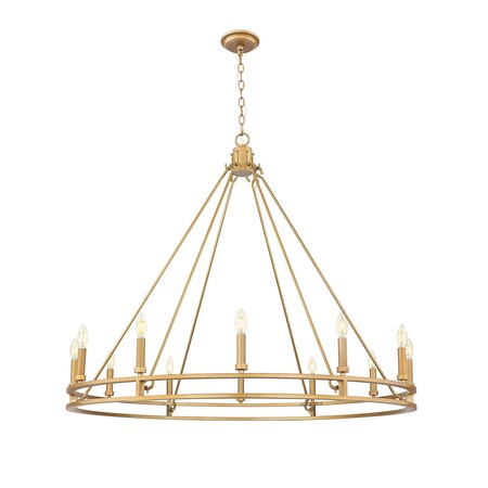 Z-Lite Dennison 12-Light Chandelier, 47.5 in W, Signature Brass 4005-12SBR