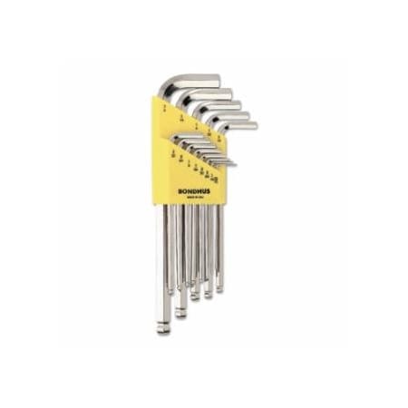 Bondhus BriteGuard Balldriver L-Wrench Key Sets, 13 per holder, Hex Ball Tip, Inch 116-16937