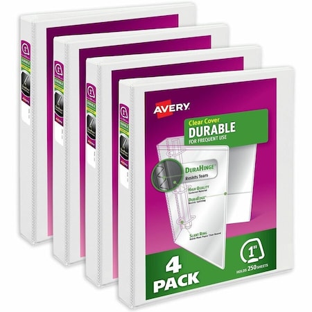 Avery Durable View 3 Ring Binders, 1 in, PK4 17575