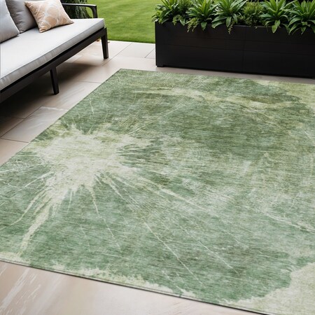 Homeroots 5' X 8' Fern Green And Artichoke Green Abstract Washable Indoor Outdoor Area Rug 582945