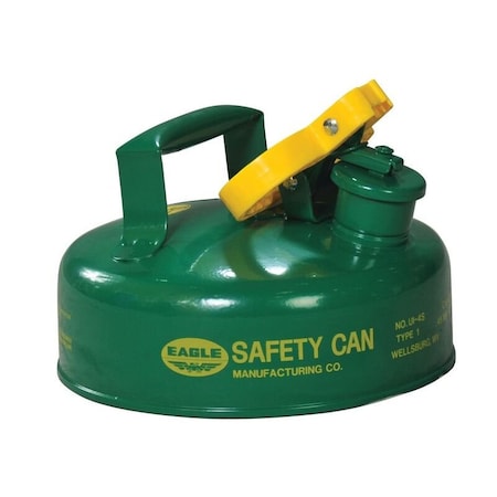 Eagle Mfg Type I Safety Can, Galvanized Steel, 2 qt., Green, 9 in Dia., Self-Closing Lid, Combustibles UI4SG