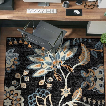 World Rug Gallery Floral Medallion Area Rug 4 ft x 6 ft Black WR143BLACK4X6