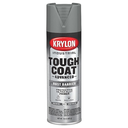 Krylon Industrial Spray Paint, Gray, Flat, Solvent, 15 oz K00829008