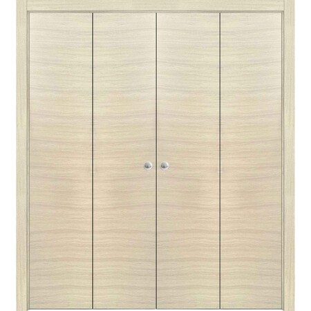 Sartodoors Sliding Closet Double Bi-fold Doors, Planum 0010 Natural Veneer, Sturdy Tracks Moldings Trims Hardw PLANUM0010DBF-SHP-96 x 96 (4* 24x96)