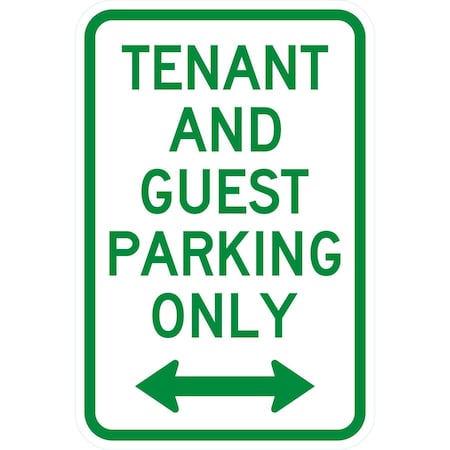 Lyle Tenant and Guest Parking Only with bidirectional arrow, 12x18, Diamond Grade, White G-2803-DG_12x18