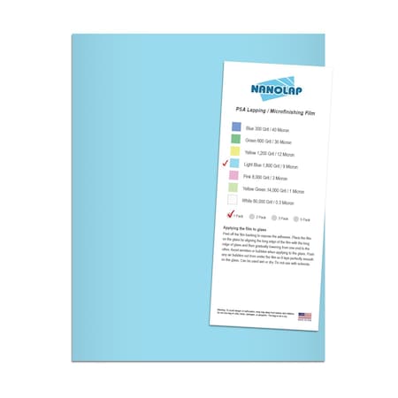Nanolap PSA Lapping Film, 1 Pc 9 Micron (1,800 Grit), 8-0.5 in x 11 in Microfinishing Fine Sanding Paper 61572N