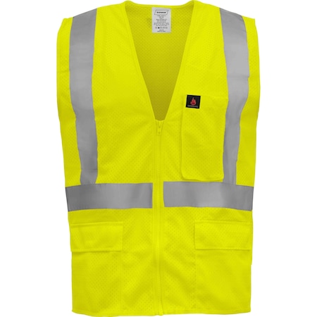 Ironwear Hi-Vis FR Safety Vest M Class 2 , Zipper 5 Pockets 1284FR-LZ-MD