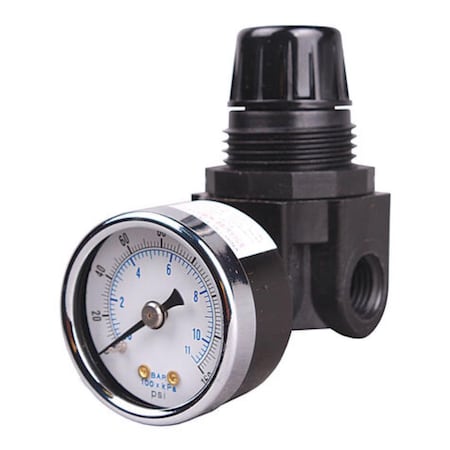 Tru-Flate Tru-Flate Plastic/Steel Mini Regulator with Gauge 1/4 in. NPT 160 psi 1 pc TRFL27444