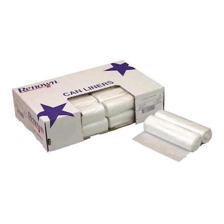 Renown 20 Gal. to 30 Gal. 0.65 mil 30 in. x 36 in. Clear Low-Density Trash Bags CLR, 250PK REN22515-CA