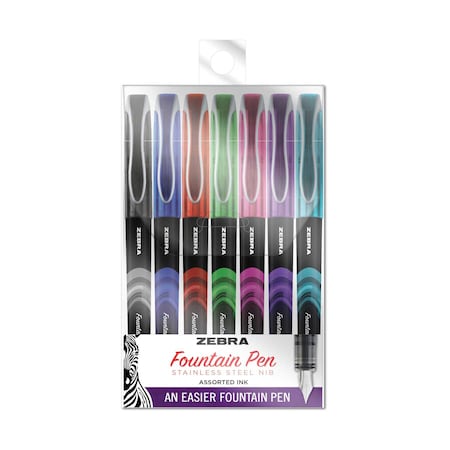 Zebra Pen Zebra Pen 48307 Fountain Pen - Fine Pen Point - 0.6 mm Pen Point Size - Assorted - Stainless Steel Tip - 7 48307