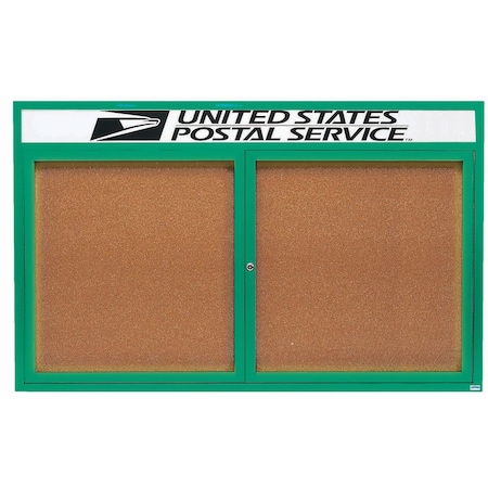 Aarco Illuminated Enclosed Bulletin Board w/ Header Green Powder Coated Al Frame, 48''Hx72''W DCC4872RHIG