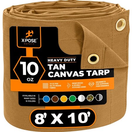 Xpose Safety Tarp, 8 ft X 10 ft, 10 oz, Tan, Canvas CTT10-810-X