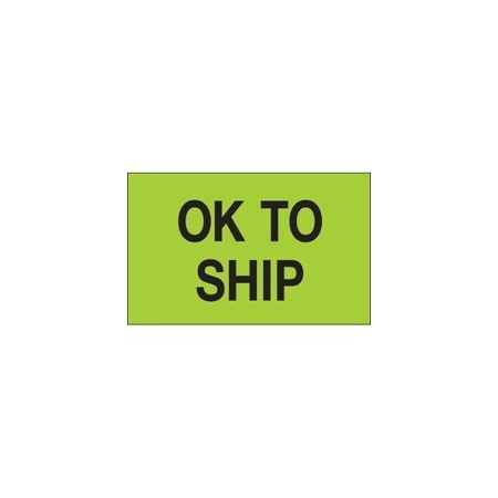 Bubblefast 1 1/4 x 2'' - ''OK To Ship'' Fluorescent Green Labels BFDL1173