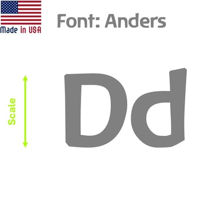 Aacc Self-Adhesive Vinyl Letter: D, Scale: 14 in. Color: Gray Font: Anders by, 12PK AACC-Anders-UD-Gray-I14x12