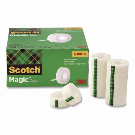Scotch Magic Tape Cabinet Pack, 1in Core, 0.75in x 27.7 yds, Clear, 12PK 810K-12-CP