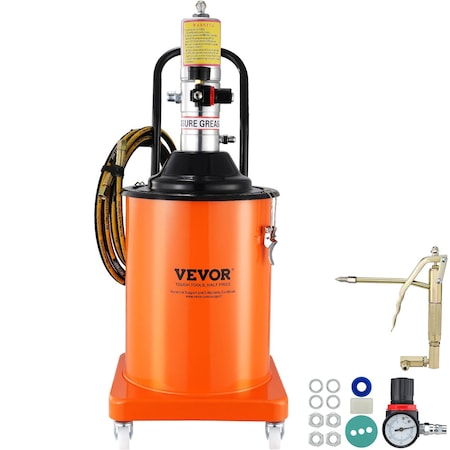 Vevor Grease Pump Air Operated Grease Pump 5 Gallon 13 ft Hose Grease Bucket FF-08B-20L