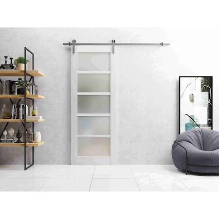 Sartodoors Sturdy Barn Door White 30x80 Solid Core Modern Interior QUADRO4002BD-S-NOR-30