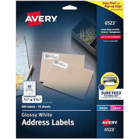 Avery Address Labels, Sure Feed Techno, PK600 6523