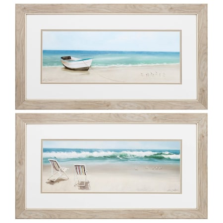 Homeroots 27" X 15" White Frame Tides View, Set Of 2, 2PK 365397