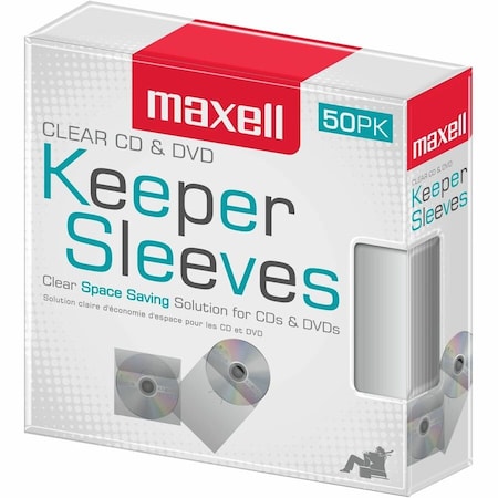 Maxell CD-KEEPCL Optical Disc Case - Sleeve - Plastic - ClearCD/DVD 190150