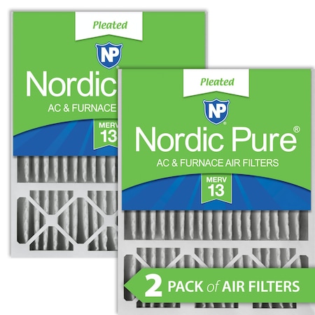 Nordic Pure 20x25x5 Pleated Air Filter, High Capacity, Electrostatically Charged Synthetic Media, MERV 13, 2 PK 20x25x5LXREDM13-2