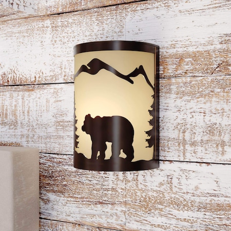 Vaxcel Bozeman 1 Light Bronze Rustic Bear Tree Indoor Outdoor Flush Wall Sconce WS55708BBZ