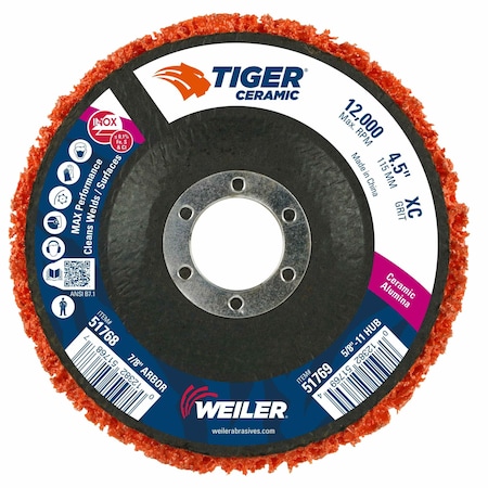 Tiger 4.5 in Ceramic Strip Disc, 7/8 in Arbor Hole 51768