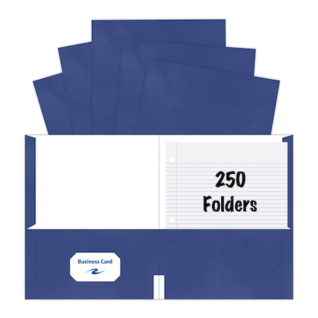 Roaring Spring Case of Dark Blue Paper Pocket Folders, 11.75"x9.5", Twin Pockets hold 25 sheets ea, 11 pt tag board, PK250 50116cs