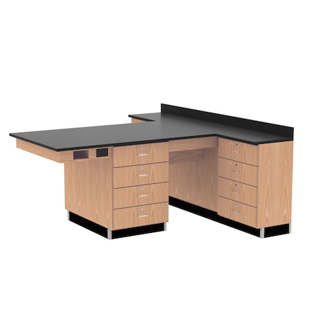Diversified Spaces Perimeter Workstation, Oak, Wood Frame, 90 in W, Red 2846KF