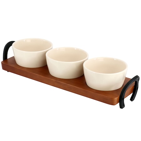 Wanda June Home 4 Piece 15 Inch Bamboo Tray and Condiment Server Set in Golden Brown 138805.04