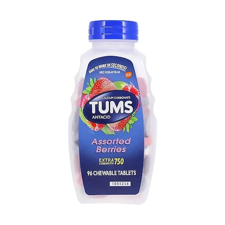 Tums EX Antacid Chewable Tablets 750mg Assorted Berries Twist Cap, 96PK 9300012