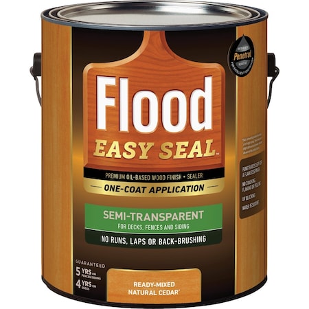 Flood Easy Seal Semi-Transparent Premium Oil-Based Wood Finish & Sealer Natural Cedar 1 Gal. FLDES112/01