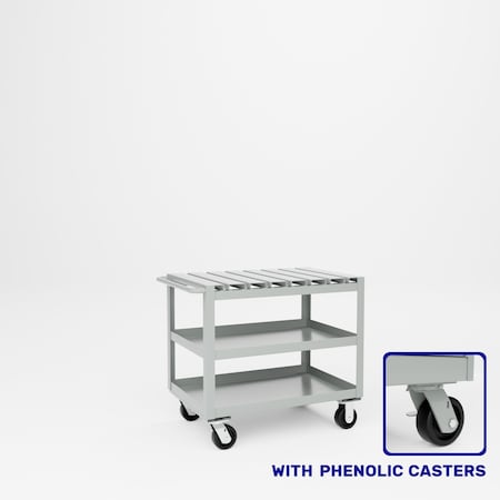 Pucel Slat Top Cart, 24 in W x 36 in D x 33.5 in H, Gray S-36-DT-3-P