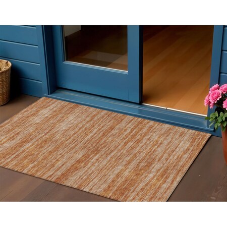 Homeroots 3' X 5' Copper And Rust Abstract Washable Indoor Outdoor Area Rug 613085