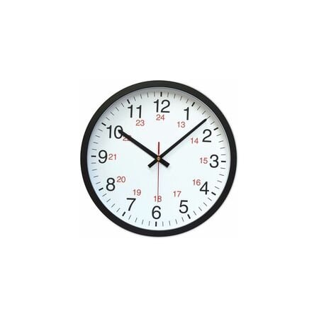 Universal Round Wall Clock, 24hr., Black, 12.5 UNV10441