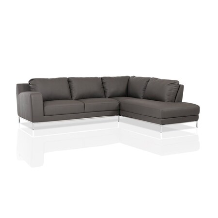 Homeroots 34" Grey Eco Leather Foam Wood And Steel Right Facing Chaise 283598