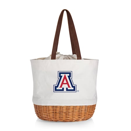 Picnic Time Family Of Brands NCAA Arizona Wildcats Coronado Canvas and Willow Basket Tote - Picnic Bag 203-00-187-014-0