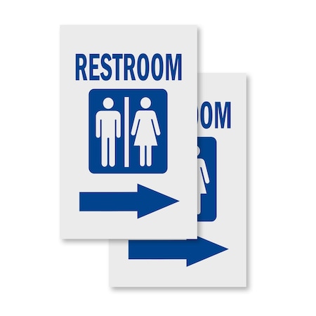 Signmission Restroom With Arrow, Vinyl Decals Only 24 Inch x 36 Inch, Vinyl Decal, 2PK DSB-2436-2PACK-Restroom With Arrow