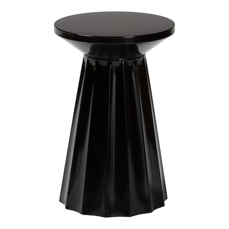 Baxton Studio Ulmer Metal Scalloped Side Table - Modern Round Accent Table for Indoor or Semi-Outdoor Use, Black 259-14289-ZORO