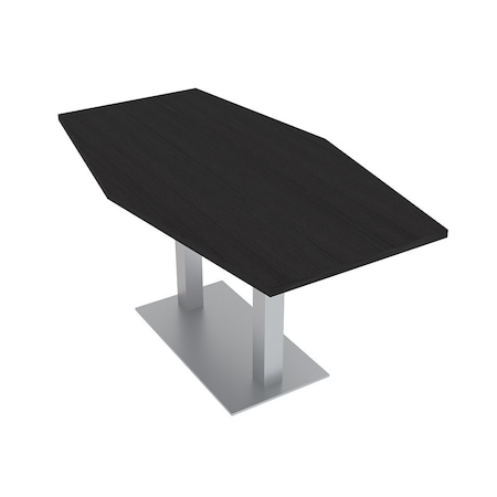 Skutchi Designs Hexagon Conference Table With Power Unit, 36 in W, 72 in L, Black HAR-HEX.IR-36X72-DOU-U999ST19-NA