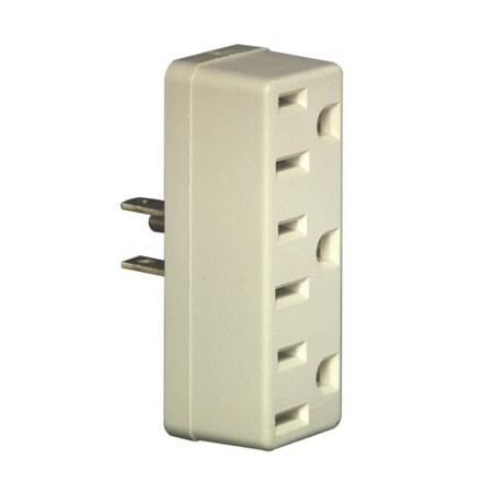 Leviton 006-00697-00I Triple Tap Outlet Adapter, 2 -Pole, 15 A, 125 V, 3 -Outlet, NEMA: NEMA 5-15R, Ivory 697-I